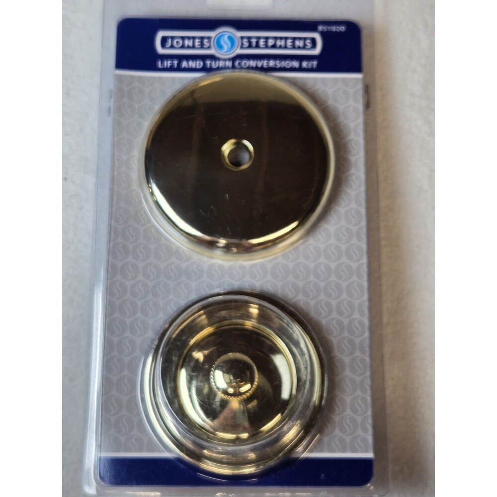 Jones Stephens Lift Turn Bathtub Drain Conversion Kit 1-Hole  Polished Brass